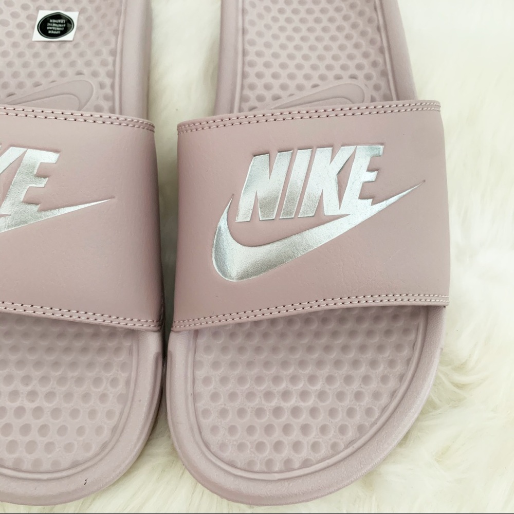 NIKE Slides Mauve Silver Slippers Shoes NWT - Picture 2 of 4